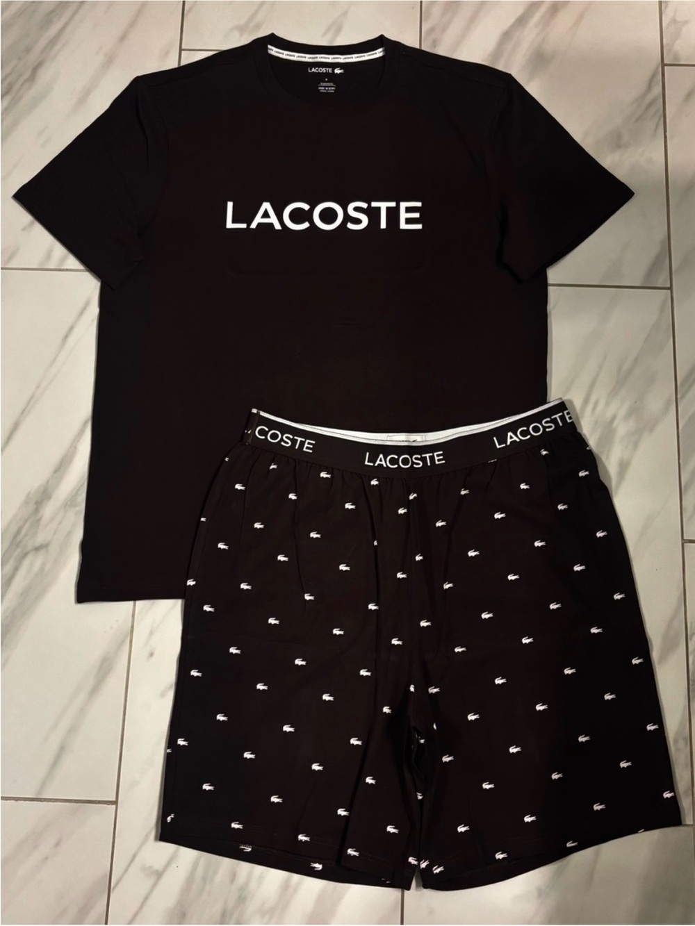 Men’s Lacoste Sleepwear Set T-Shirt and All Over Shorts
